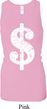 Ladies Funny Tanktop Distressed Dollar Sign Longer Length Racerback