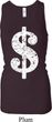 Ladies Funny Tanktop Distressed Dollar Sign Longer Length Racerback