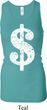 Ladies Funny Tanktop Distressed Dollar Sign Longer Length Racerback