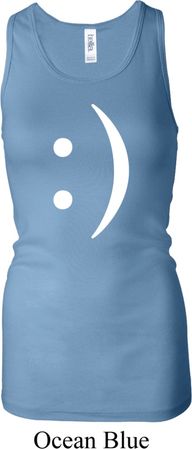 Ladies Funny Tanktop Smiley Chat Face Longer Length Racerback Tank Top