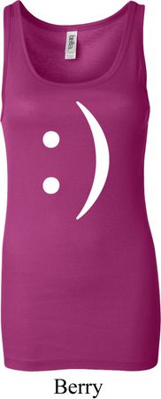 Ladies Funny Tanktop Smiley Chat Face Longer Length Tank Top