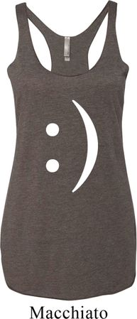 Ladies Funny Tanktop Smiley Chat Face Tri Blend Racerback Tank Top