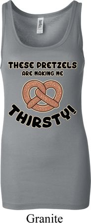 Ladies Funny Tanktop Thirsty Pretzels Longer Length Tank Top