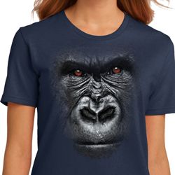 Ladies Gorilla Shirt Big Gorilla Face Organic T-Shirt