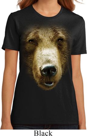 Ladies Grizzly Bear Shirt Big Grizzly Bear Face Organic T-Shirt