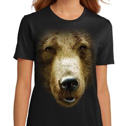 Ladies Grizzly Bear Shirt Big Grizzly Bear Face Organic T-Shirt