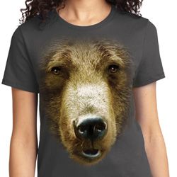Ladies Grizzly Bear Shirt Big Grizzly Bear Face Tee T-Shirt