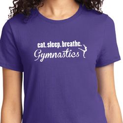 Ladies Gymnast Shirt White Eat Sleep Breathe Gymnastics Tee T-Shirt