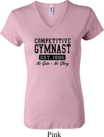Ladies Gymnastics Shirt Competitive Gymnast V-neck Tee T-Shirt