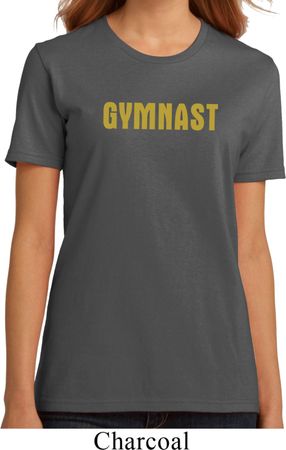 Ladies Gymnastics Shirt Gold Shimmer Gymnast Organic Tee T-Shirt