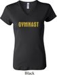 Ladies Gymnastics Shirt Gold Shimmer Gymnast V-neck Tee T-Shirt