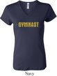 Ladies Gymnastics Shirt Gold Shimmer Gymnast V-neck Tee T-Shirt
