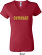 Ladies Gymnastics Shirt Gold Shimmer Gymnast V-neck Tee T-Shirt