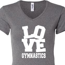 Ladies Gymnastics Shirt Love Gymnastics V-neck Tee T-Shirt Ladies Gymnastics Shirt Love Gymnastics V-neck Tee T-Shirt