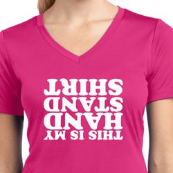Ladies Gymnastics Shirt My Handstand Shirt Moisture Wicking V-neck Tee