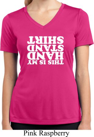 Ladies Gymnastics Shirt My Handstand Shirt Moisture Wicking V-neck Tee