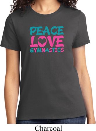 Ladies Gymnastics Shirt Peace Love Gymnastics Organic Tee T-Shirt