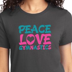 Ladies Gymnastics Shirt Peace Love Gymnastics Organic Tee T-Shirt