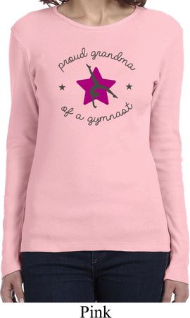 Ladies Gymnastics Shirt Proud Grandma Long Sleeve Tee T-Shirt