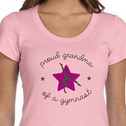Ladies Gymnastics Shirt Proud Grandma Scoop Neck Tee T-Shirt Ladies Gymnastics Shirt Proud Grandma Scoop Neck Tee T-Shirt
