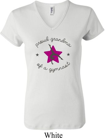 Ladies Gymnastics Shirt Proud Grandma V-neck Tee T-Shirt