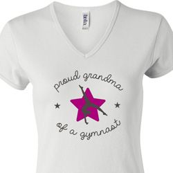 Ladies Gymnastics Shirt Proud Grandma V-neck Tee T-Shirt Ladies Gymnastics Shirt Proud Grandma V-neck Tee T-Shirt