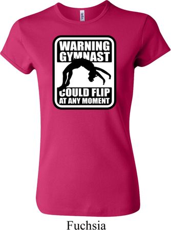 Ladies Gymnastics Shirt Warning Gymnast Could Flip Crewneck Tee