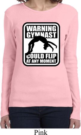 Ladies Gymnastics Shirt Warning Gymnast Could Flip Long Sleeve Tee