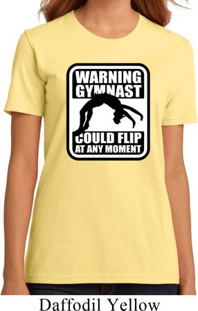 Ladies Gymnastics Shirt Warning Gymnast Could Flip Organic Tee T-Shirt