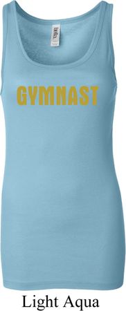 Ladies Gymnastics Tanktop Gold Shimmer Gymnast Longer Length Tank Top