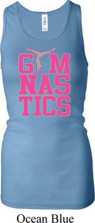 Ladies Gymnastics Tanktop Gymnastics Text Longer Length Racerback Tank