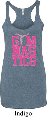 Ladies Gymnastics Tanktop Gymnastics Text Tri Blend Racerback Tank Top