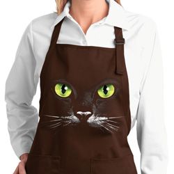 Ladies Halloween Apron Black Cat Full Length Apron with Pockets