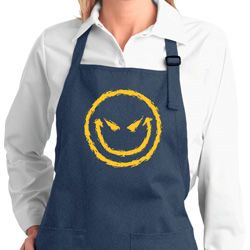 Ladies Halloween Apron Evil Smiley Face Full Length Apron with Pockets Ladies Halloween Apron Evil Smiley Face Full Length Apron with Pockets