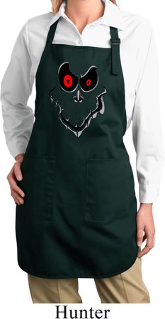 Ladies Halloween Apron Ghost Face Full Length Apron with Pockets