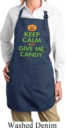 Ladies Halloween Apron Give Me Candy Full Length Apron with Pockets