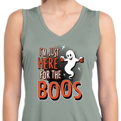 Ladies Halloween I'm Here for the Boos Dry Wicking Sleeveless Shirt Ladies Halloween I'm Here for the Boos Dry Wicking Sleeveless Shirt