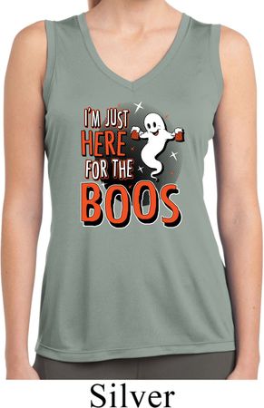 Ladies Halloween I'm Here for the Boos Dry Wicking Sleeveless Shirt