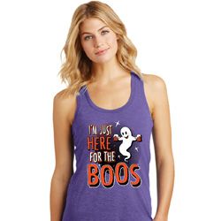 Ladies Halloween I'm Here for the Boos Racerback Ladies Halloween I'm Here for the Boos Racerback