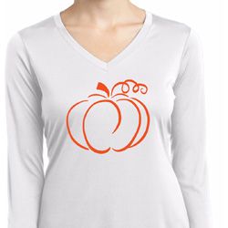 Ladies Halloween Pumpkin Sketch Dry Wicking Long Sleeve