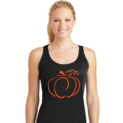 Ladies Halloween Pumpkin Sketch Dry Wicking Racerback