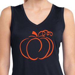 Ladies Halloween Pumpkin Sketch Dry Wicking Sleeveless Shirt