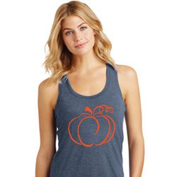 Ladies Halloween Pumpkin Sketch Racerback