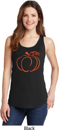 Ladies Halloween Pumpkin Sketch Tank Top
