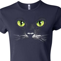 Ladies Halloween Shirt Black Cat Crewneck Tee T-Shirt