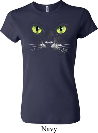 Ladies Halloween Shirt Black Cat Crewneck Tee T-Shirt