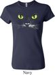 Ladies Halloween Shirt Black Cat Crewneck Tee T-Shirt