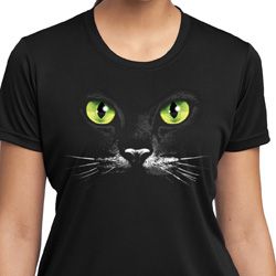 Ladies Halloween Shirt Black Cat Moisture Wicking Tee T-Shirt