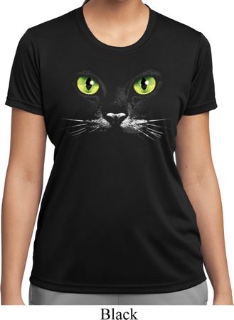 Ladies Halloween Shirt Black Cat Moisture Wicking Tee T-Shirt
