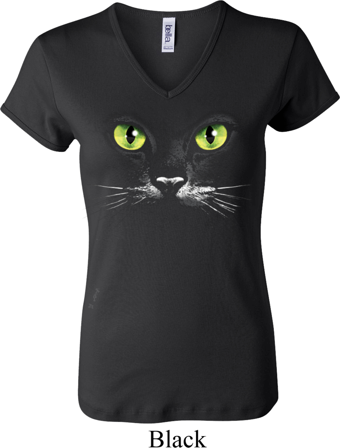 Ladies Halloween Shirt Black Cat Vneck Tee TShirt Black Cat Ladies